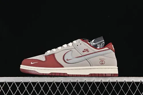 All categories Nk SB Dunk Series Nk SB Dunk Low High-end customized low-top sneakers Nike SB Dunk Low Gucci co-branded matte gray and red Anniversary high-end customized low-top casual sneakers XY2026-157